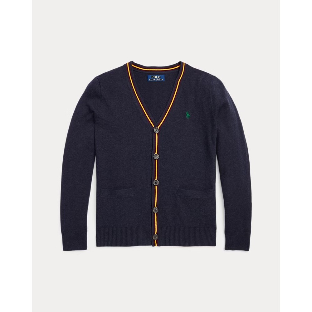 Polo Ralph Lauren Boy's Size Small (8) Blue Cotton V-Neck Cardigan Sweater NWT